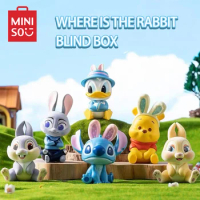 MINISO Blind Box Where Is Disney Bunny Series Model Flocking Ornament Desktop Birthday Gift Christmas Kawaii Children's Toys