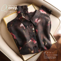 Silk, mulberry Spring Autumn Lady Clothes Fashion mulberry, silk shirt, women's long sleeved fashionable