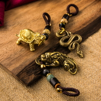 黃銅鑰匙扣掛件創意個性汽車鏈鎖匙圈環男女手工編織繩吊墜小掛飾