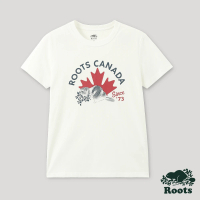 【Roots】Roots女裝-加拿大日系列 手繪海狸有機棉短袖T恤(白色)