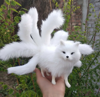 仿真九尾狐模型狐貍毛絨玩具玩偶桌面樹脂創意裝飾白狐擺件純手工
