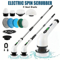 9 IN 1 Multifunctional Electric Cleaning Brush,9 Types of Brush Heads Cleaning Bathtub Kitchen Clean