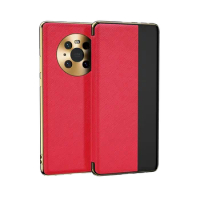 Genuine Leather Window View Smart Case for Huawei Mate 40/40 Pro/40E/Mate 40 Pro+ Shockproof Heavy Duty Defender Flip Cover Case