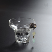 茶漏茶濾玻璃透明鑲銀玉墜茶過濾網茶漏斗手工日式個性茶濾器創意1入
