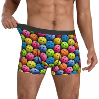 Colorful Ball Underwear Pickleball Print Printing Trunk Hot Man Underpants Breathable Boxer Brief Gift