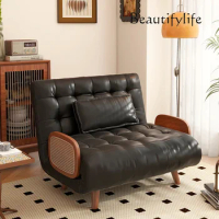 Multifunctional Sofa Bed Foldable Dual-Use Living Room Small Apartment Solid Wood Single Sofa Bed