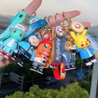 Anime Action Figure Pikachu Psyduck Charmander Snorlax Squirtle Bag Keyring Pendant Birthday Gifts Anime llaveros Keychain