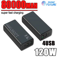 80000mAh Power Bank 120W High Capacity Fast Charging Powerbank Portable Battery Charger For iPhone Samsung Huawei Xiaomi