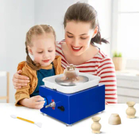 Electric Pottery Wheel Machine with Turntable+Sculpting Kit, DIY Clay Tools Mini Pottery Forming Machine for Arts Crafts Ceramic