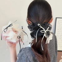 Ballet mesh large intestine hair band for women bow streamer