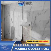 Paus Biru - 3 Meter Wallpaper Dinding Marble Roll Foam / Wallpaper Marble PVC