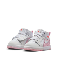 【NIKE 耐吉】休閒鞋 童鞋 小童 兒童 運動鞋 魔鬼氈 喬丹 JORDAN 1 MID RM EASYON TD 粉白 FQ1283-101