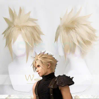 Final Fantasy VII FF7 Cloud Strife Linen Blonde Cosplay Wigs With Braided Heat Resistant Synthetic Hair Wig + Wig Cap