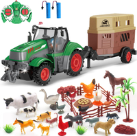 fisca Remote Control Tactor Toy Set & 33PSC Farm Vehicle Playset - Animal Figurines 2.4GHz 1/24 Scal