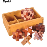 ⚡⚡免運⚡木盒裝六件套 成人木制 益智玩具 古典玩具孔明鎖魯班鎖