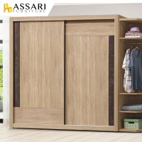 【ASSARI】梅爾鋼刷橡木6X7尺推門衣櫃(寬178x深60x高209cm)