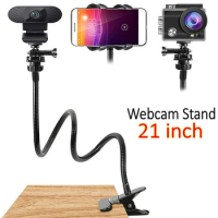 Flexible Gooseneck Webcam Stand Camera Clamp Bracket Flexible for Logitech Brio 4K Camera Mobile Phone Holder