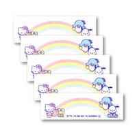 小禮堂 Sanrio大集合 日製姓名燙布貼組《5入.粉黃.彩虹》刺繡燙貼.布飾