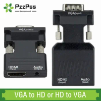PzzPss VGA to HDMI-compatible Audio Video Converter 1080P HDMI-compatible To VGA Adapter Cable For PC Laptop to HDTV Projector