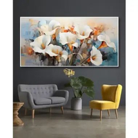Lukisan Bunga Terompet Hiasan Dinding Vintage - FUTURE ART PAINTING dengan bingkai hitam 60x120