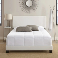 Upholstered Faux Leather Platform Bed, Queen, White Twin Frame King Size Set Furniture