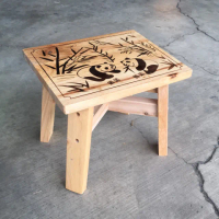 【藍色的熊】熊貓實木小方凳(23cm椅凳 實木椅 十字古椅 餐椅 兒童椅 腳椅 傳統板凳 小椅子)