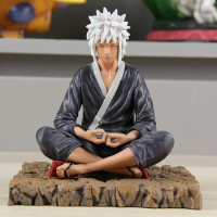 15cm Bandai Naruto Anime Action Figure Jiraiya White Haired Youth Meditate Figures Gk Naruto Decoration Model Toy Ornament