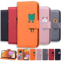 Wallet Card Holder Case For Samsung Galaxy S10 S20 S21 FE S30 Ultra S8 S9 Plus S7 A02 A02S A51 A52 4G 5G Cute Animal Cover D22G