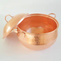 Pure Copper Pot Thick Handmade Large Capacity Boiled Rice Potato Hot Pot for Big Family Restaurant Use