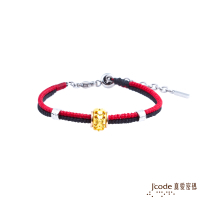 J code真愛密碼金飾 幸運幸福黃金/純銀編織手鍊-紅黑繩