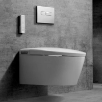HEGII back to wall bathroom bidet foot sensor auto automatic flush intelligent wc complete set wall hung smart toilet with tank
