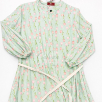 Gamis Wanita Motif Tulip Pastel – Korean Style Elegant Dress