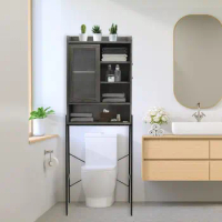 Over Toilet Storage Cabinet for Bathroom, Shelf Organizer, Freestanding Space Saver with Adjustable Shelves,