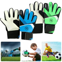 Kids Soccer Goalie Gloves 5/6/7 Size Latex Children Football Goalkeeper Gloves Anti-Slip Youth Sports Full Finger Protection