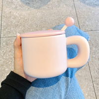 馬克杯奶fufu陶瓷杯子帶蓋勺設計感馬克杯家用早餐喝水杯女辦公室咖啡杯【雲木雜貨】