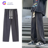 [ส่งฟรี] Crush Fashion กางเกงยีนส์ผู้ชาย ทรงหลวมพอดีตัว กางเกงขากว้างขาตรง. กางเกงยีนส์ลำลอง ขอบเอวย