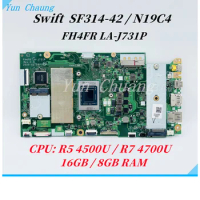 FH4FR LA-J731P Mainboard For Acer Swift SF314-42 SF314-42G N19C4 Laptop Motherboard With Ryzen 5 4500U/R7-4700U CPU 16GB/8GB RAM