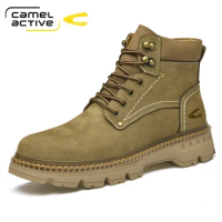 Camel Active Men Fashion Warm Boots Autumn&amp;Winter Shoes Men Casual Boots Male Brand Genuine Leather Lace-up Ankle Men Boots