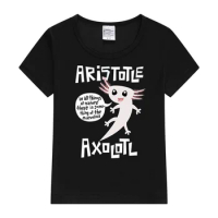 Aristotle Axolotl Kids T-Shirt Hot Sal Cartoon Kids T-shirt Girls Clothes Baby Boys Black Short Sleeve T shirt Children Tops