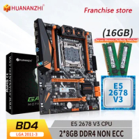 HUANANZHI-placa base X99 BD4 LGA 2011-3 XEON X99, placa base con Intel E5 2678 v3 con 2x8G DDR4, kit combinado de memoria de NON