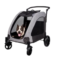 New Style 4 Wheels Dog Stroller Pet Stroller Foldable Pet Travel Jogger Wagon With Adjustable Handle Mesh Skylight