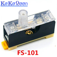 10pcs/lot FS-101 fuse holder with indicator light 6*30mm FUSE Tube Single Connection Guide rail type