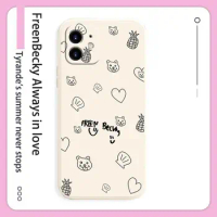 FreenBecky Same Phone Case for 14pro Pineapple Transparent Straight Edge Couple Gift Honey Girlfriend Mami Fans