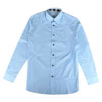 BURBERRY 巴寶莉 經典騎士LOGO棉質長袖襯衫(男款/淺藍)