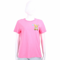 MOSCHINO 七彩氣球泰迪熊印花粉色短袖TEE T恤