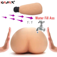 Realistic Sexy Women Inflatable Water Fill Big Ass Pussy Butt Vagina Male Masturbator Soft Stick Sex Toys for Men Intimate Goods