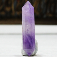 天然紫水晶原石雙尖六棱柱擺件能量療愈礦石頭