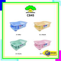 MI-C845 Rak Piring Plastik Serbaguna dengan Nampan Rak Tirisan Piring  - C845, Hijau Biru Cream
