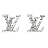 【Louis Vuitton 路易威登】LV M00608 Iconic 經典品牌字母LV水鑽LOGO造型針式耳環(現貨)