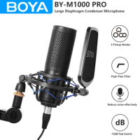 BOYA BY-M1000 Pro Condenser Large Diaphragm XLR Studio Microphone for Podcasters Voiceover Artists Field Recorders Songwriters